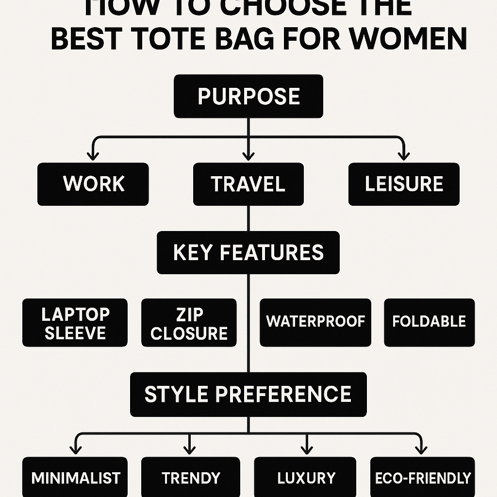15 Best Tote Bags for Women That Are Stylish, Practical & Worth the Hype 2 Infographic showing how to choose the best tote bag for women based on use features and style