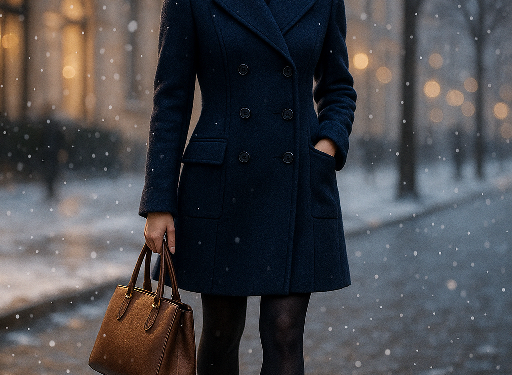 7 Best Peacoats for Women: Stylish & Practical Picks 1 Confident woman wearing the best peacoats for women walking stylishly on a winter city street