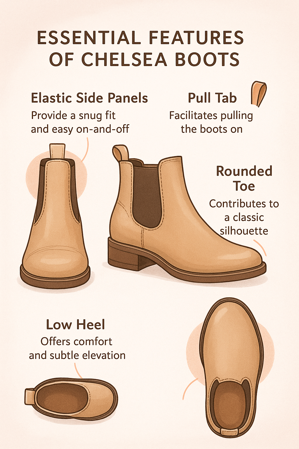 Top 7 Best Chelsea Boots Women Crave for Style & Comfort 3 Diagram of best Chelsea boots women with labels showing key stylish and practical features
