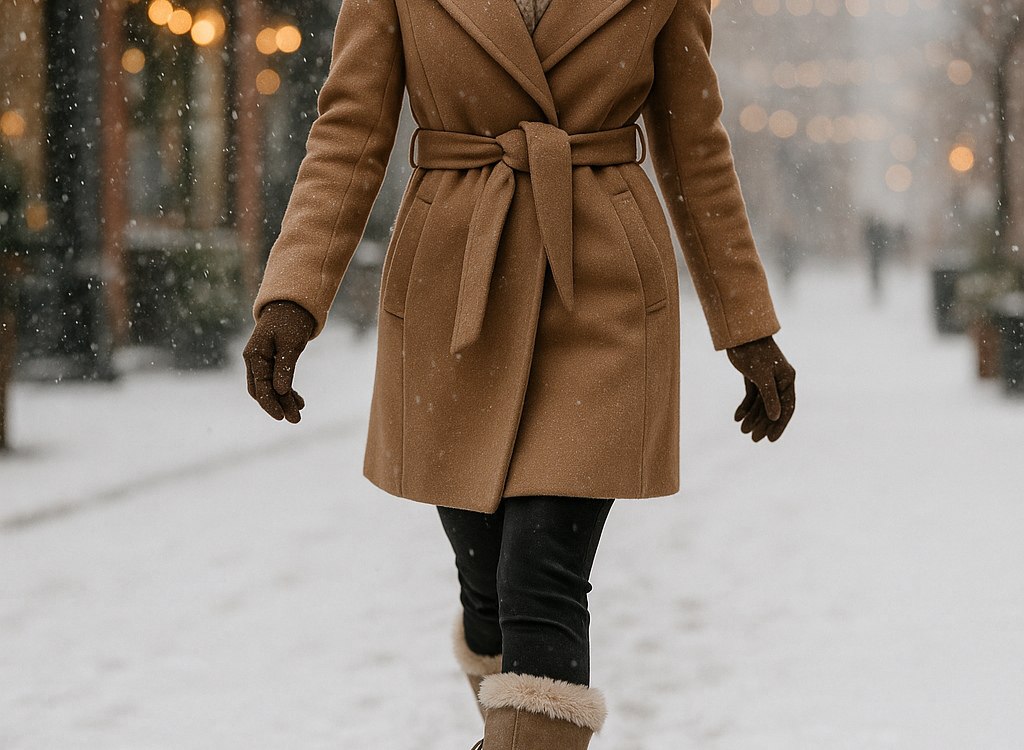 7 Stylish and Cozy Best Winter Boots for Snow Every Fashionista Needs 1 Fashion-savvy woman showcasing stylish best winter boots for snow in a snowy urban scene.