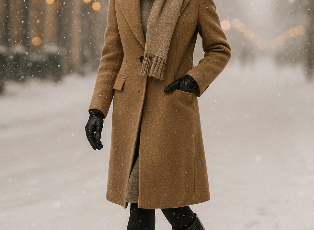 Fashion-savvy woman wearing best waterproof boots for snow in a chic winter setting
