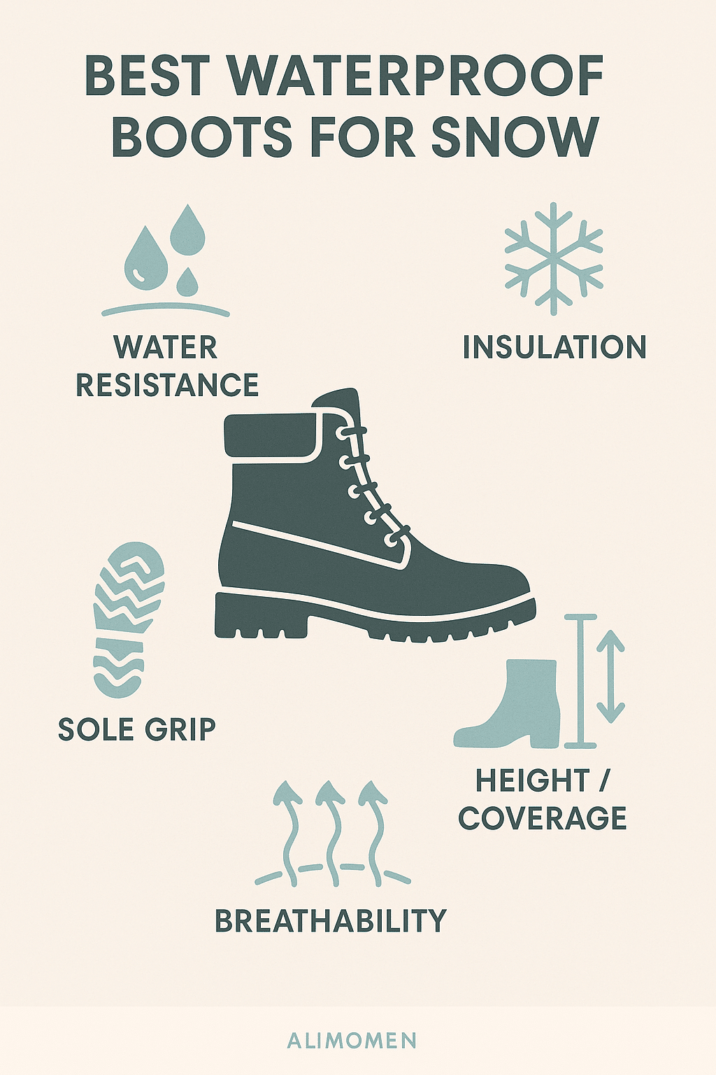 Infographic highlighting top features of the best waterproof boots for snow for stylish women