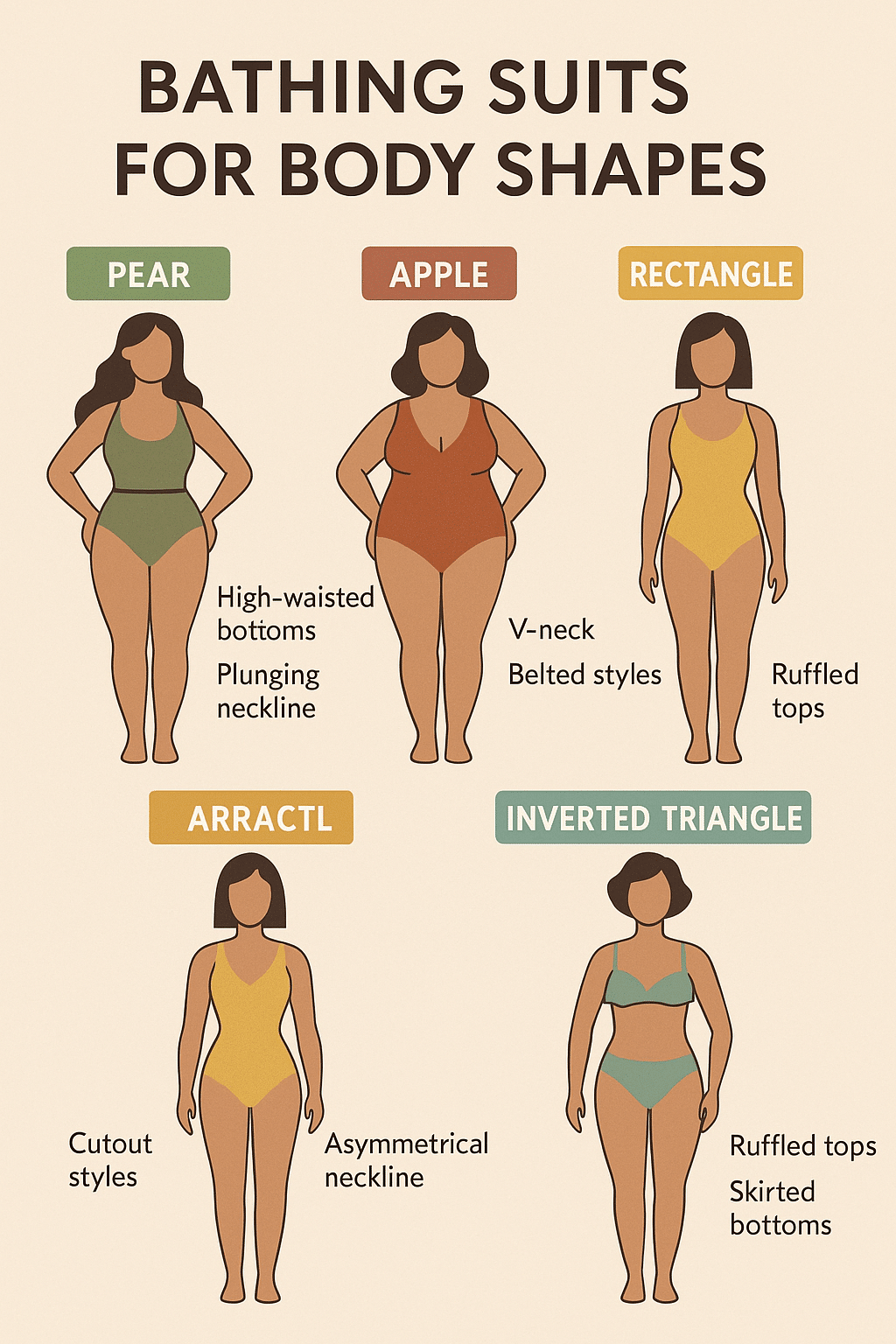 Best bathing suits for women body shapes flattering swimsuit styles illustration
