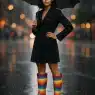 Confident woman wearing best rain boots for women standing in puddle on rainy city street