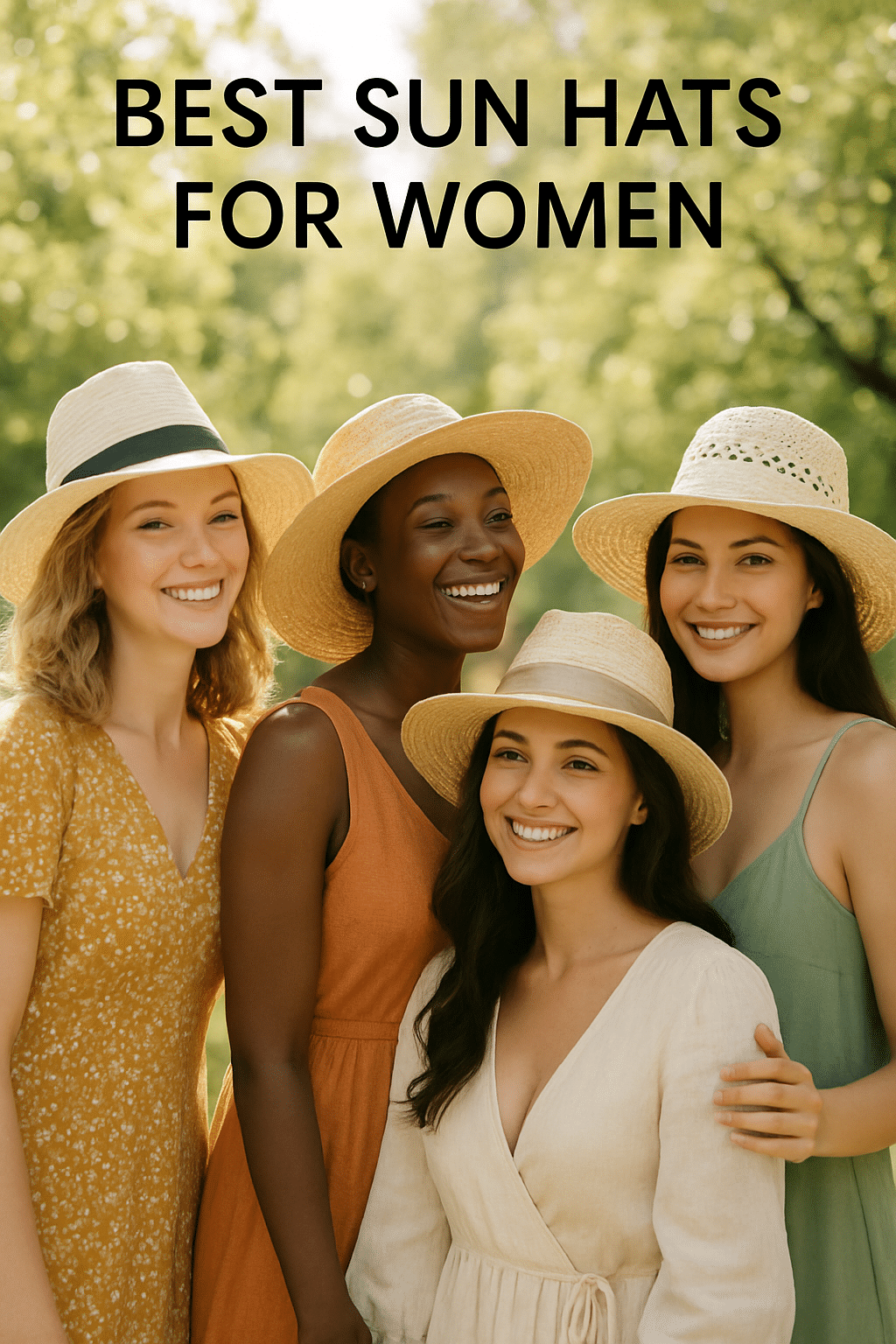 Diverse women outdoors wearing best sun hats for women stylish and sun protective accessories