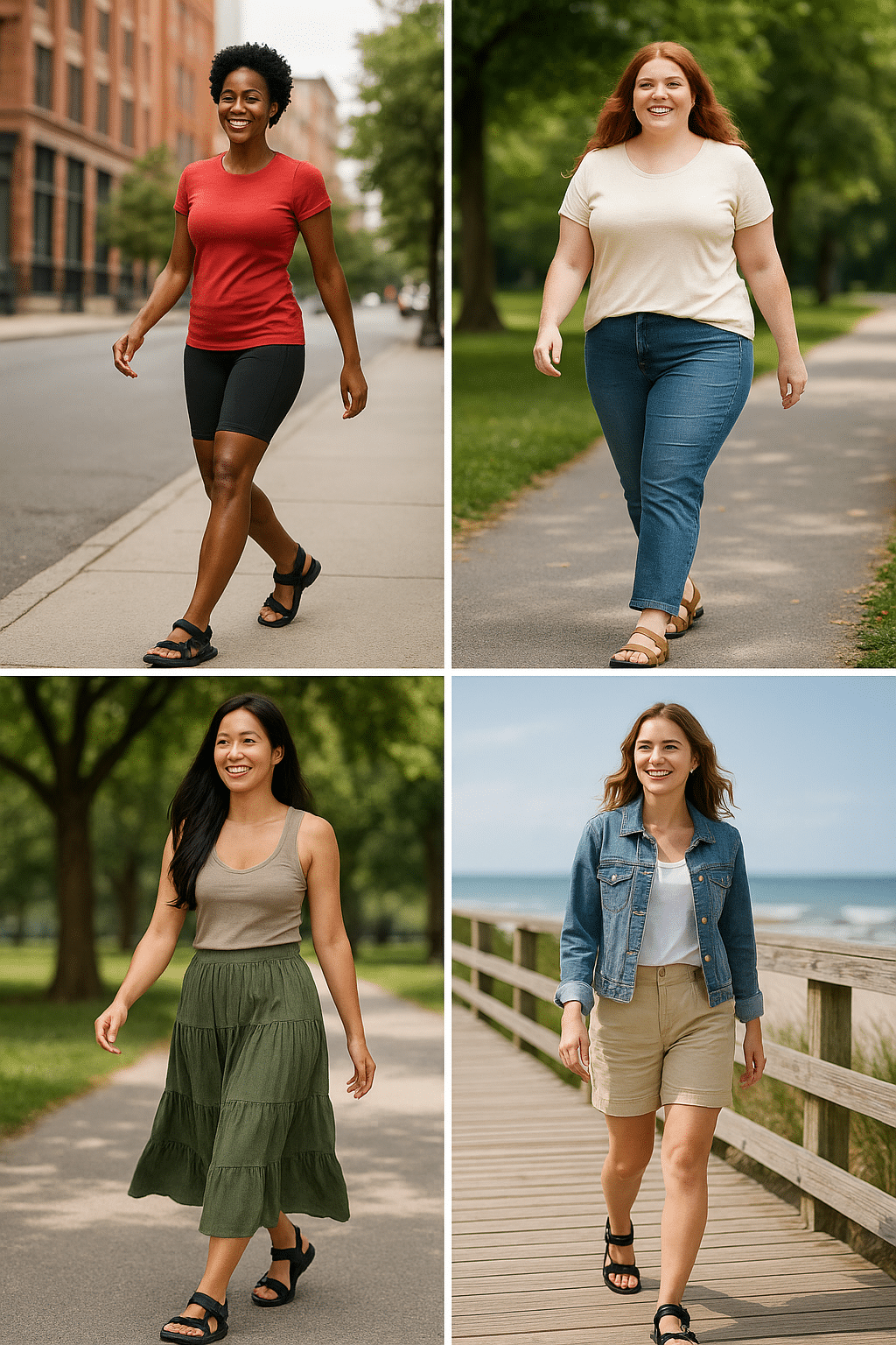 Women walking confidently in best sandals walking women on streets parks and beach