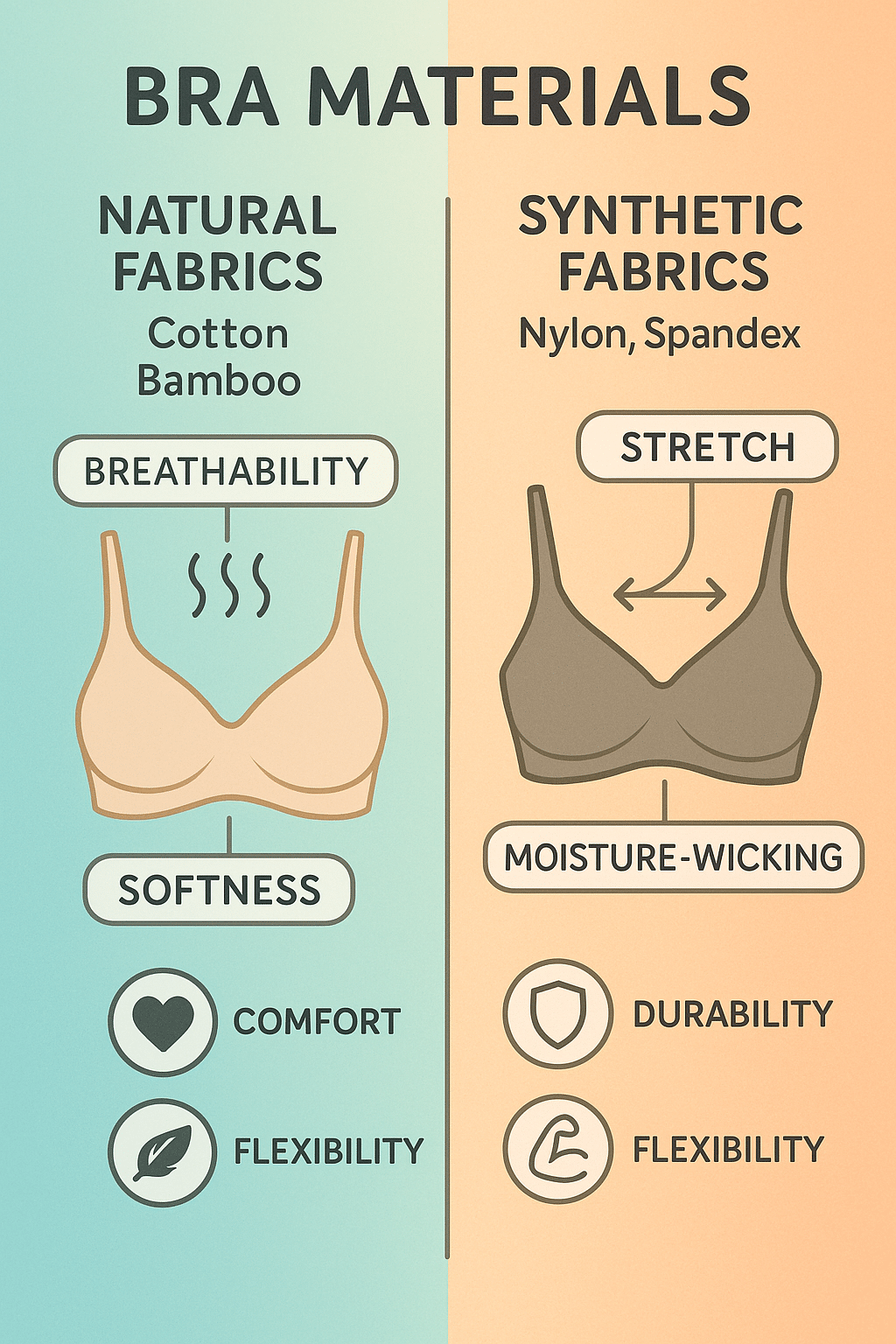 best bras for women comparison of bra materials natural versus synthetic benefits