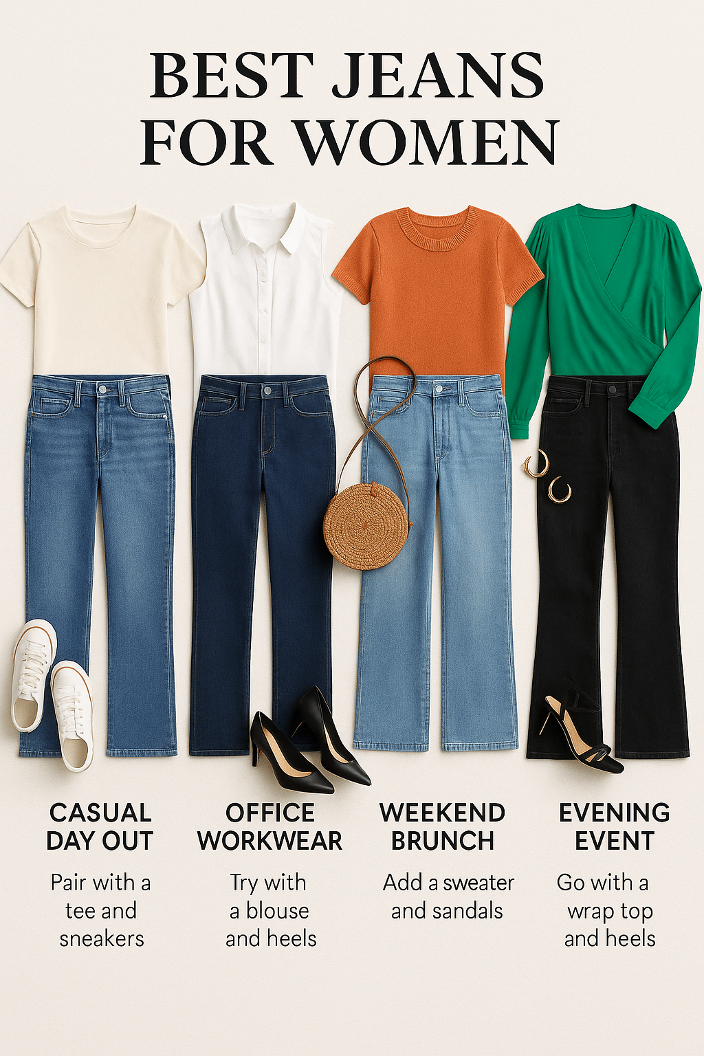 best jeans for women flat lay styling ideas for multiple occasions