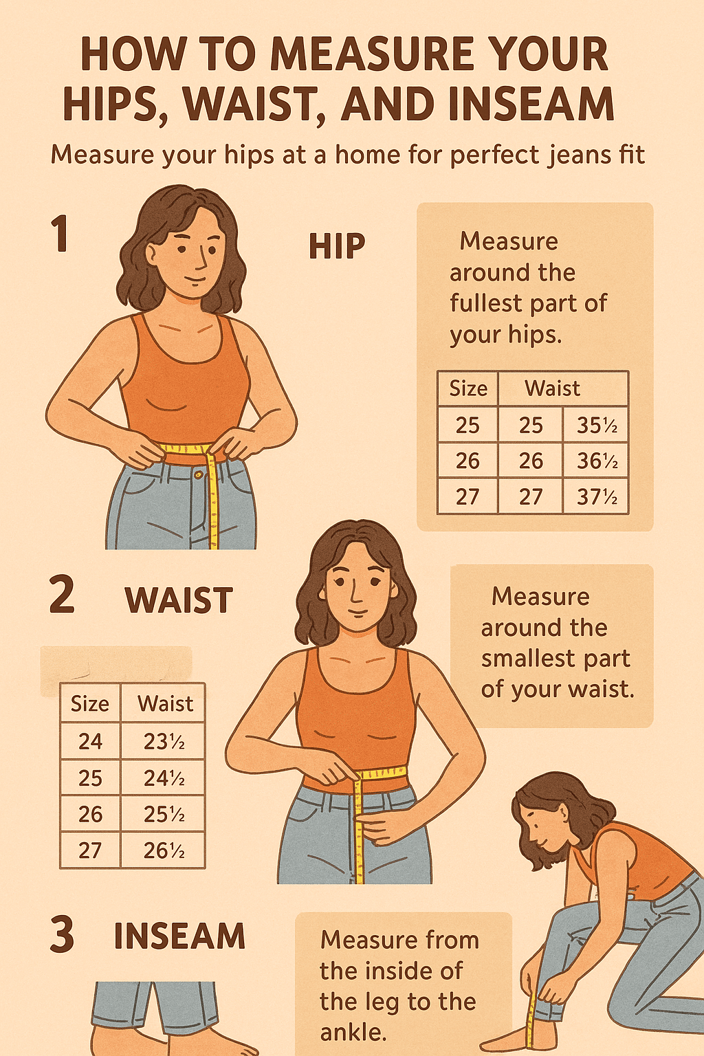 best jeans for women measuring guide for perfect fit illustration