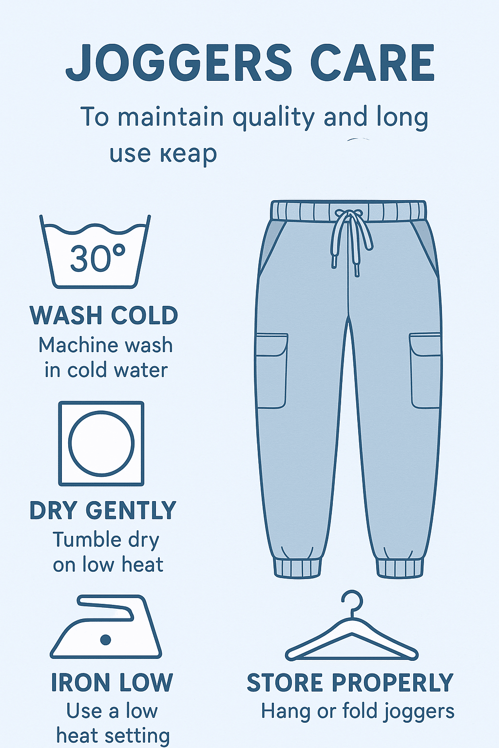 best joggers for women care and maintenance infographic with washing and drying tips