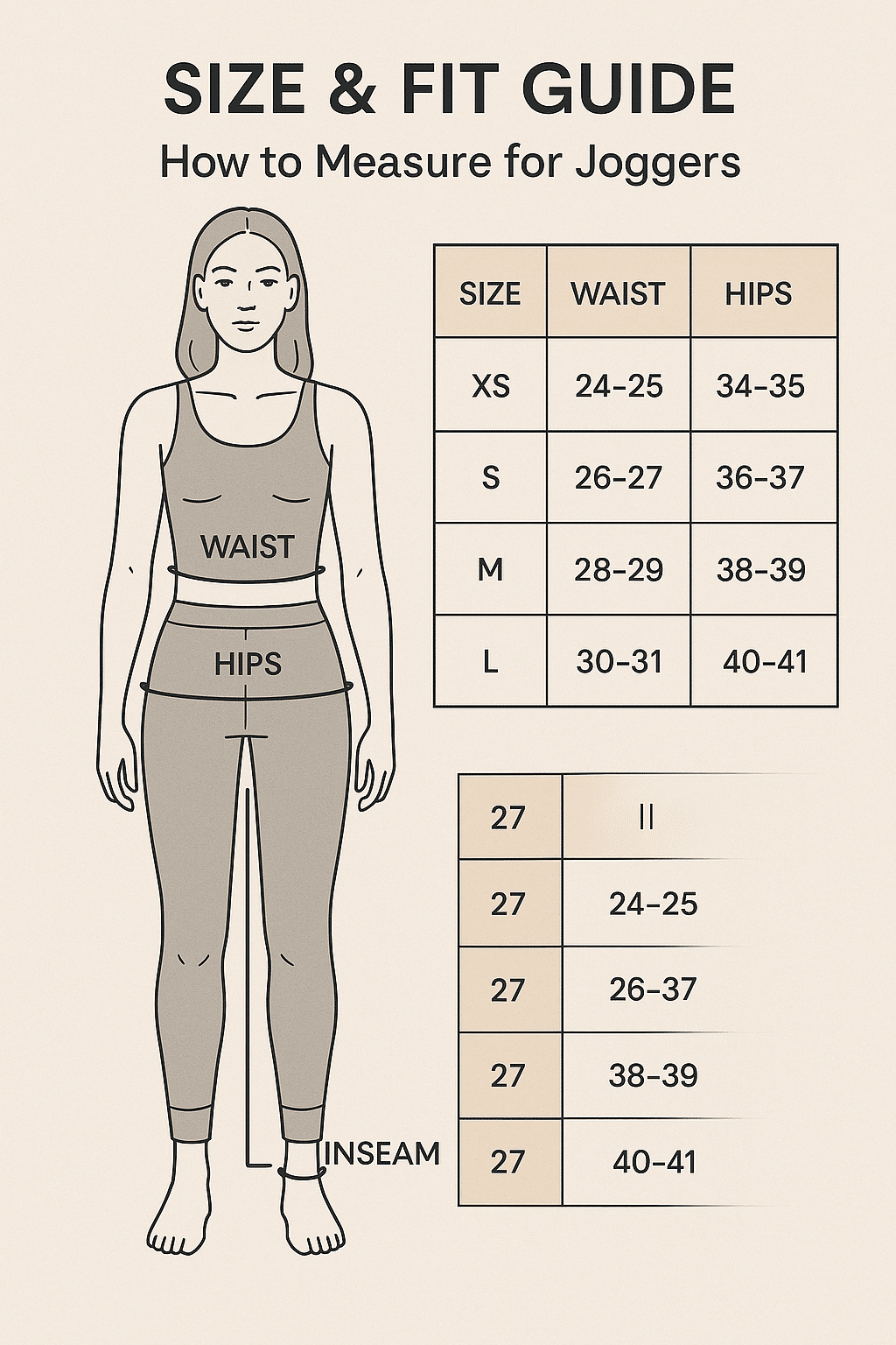 best joggers for women size and fit guide with measurement diagram and size chart