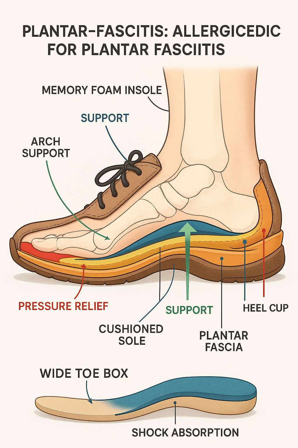best shoes for plantar fasciitis for women diagram of foot showing arch support and cushioning