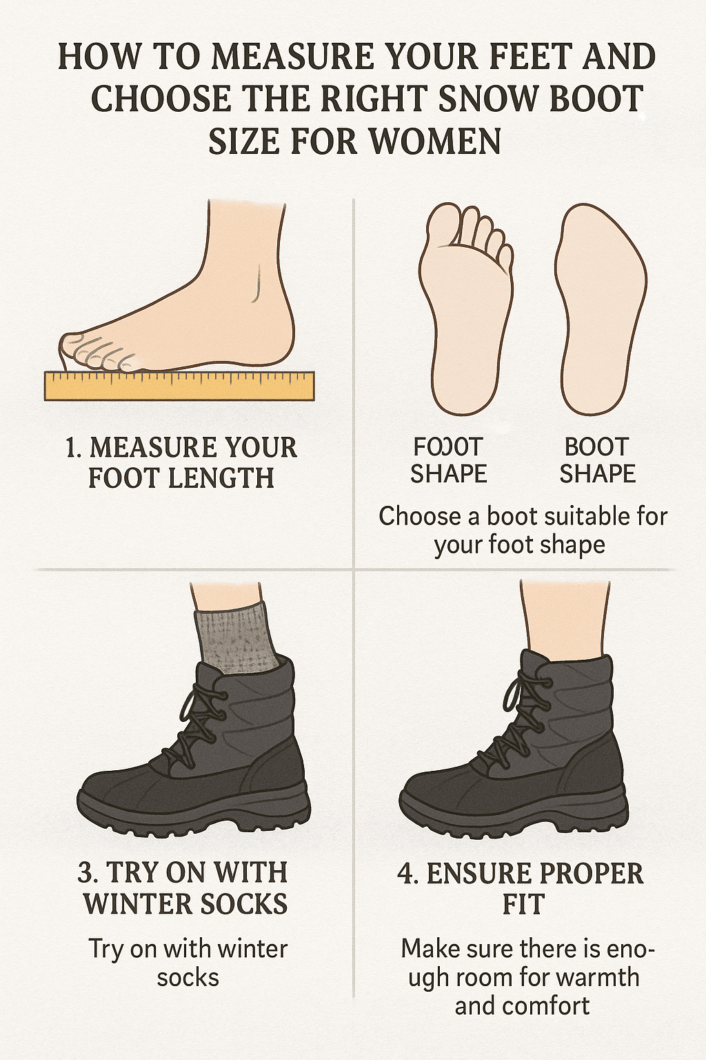 best snow boots for women foot measurement and size guide illustrated step by step
