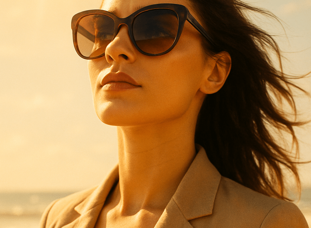 best sunglasses for women confident woman wearing stylish sunglasses in sunny setting