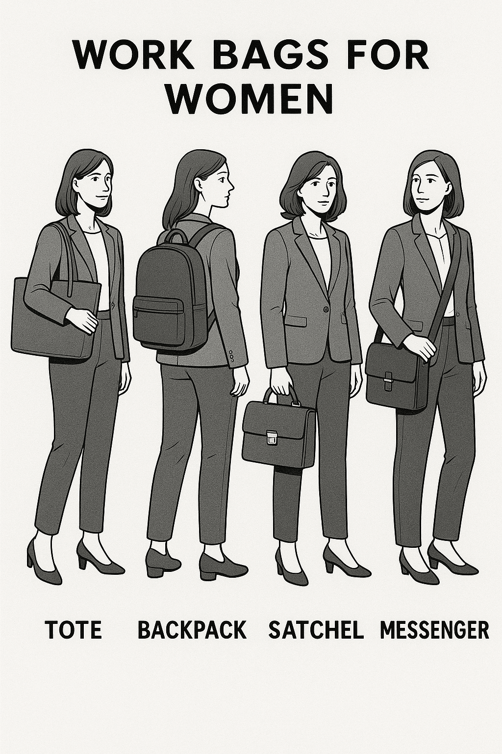 comparison chart of best work bags for women including tote backpack satchel and messenger styles