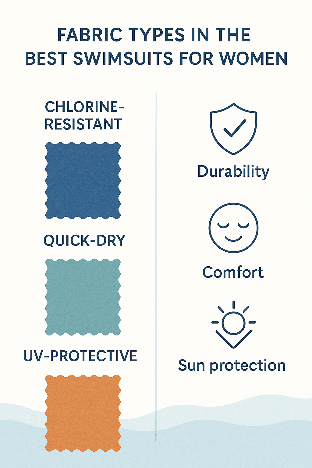 comparison diagram of fabric types used in best swimsuits for women showing durability comfort and s