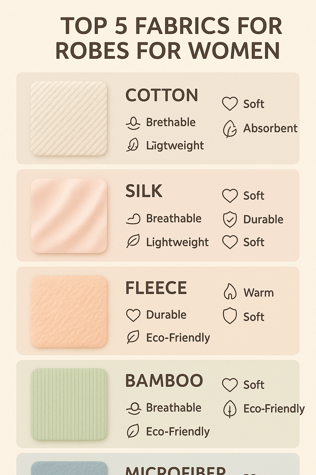 comparison of best robes for women fabric types cotton silk fleece bamboo microfiber with benefits i