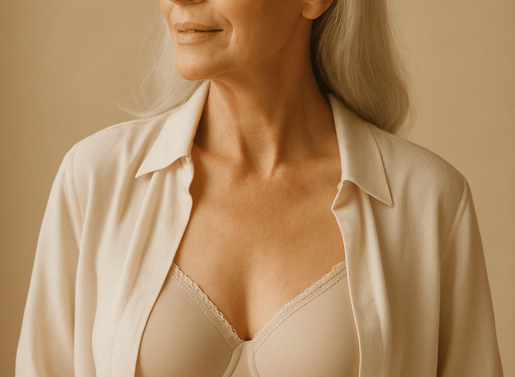 confident older woman wearing best bras for older women symbolizing comfort style and support