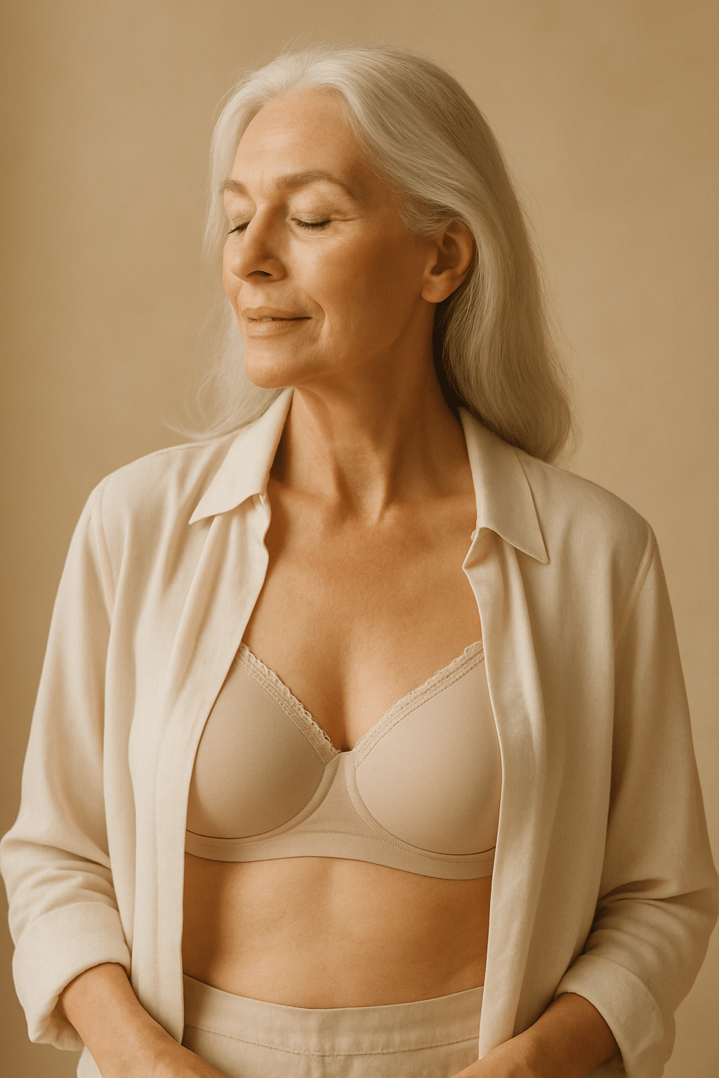 confident older woman wearing best bras for older women symbolizing comfort style and support