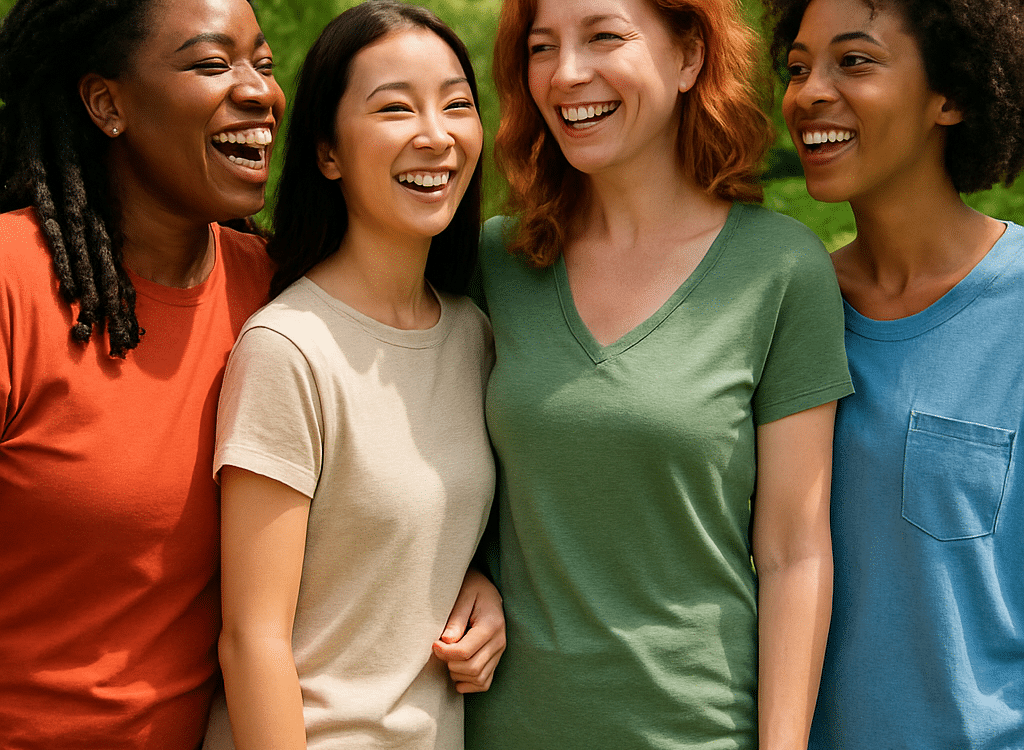 diverse women wearing best t shirts for women outdoors showing comfort style and confidence