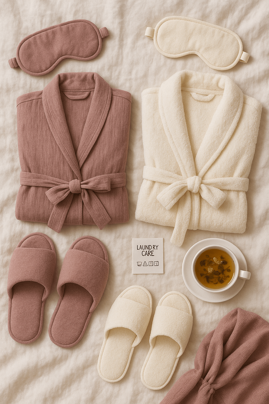 flat lay of accessories paired with best pajamas for women showing comfort and style