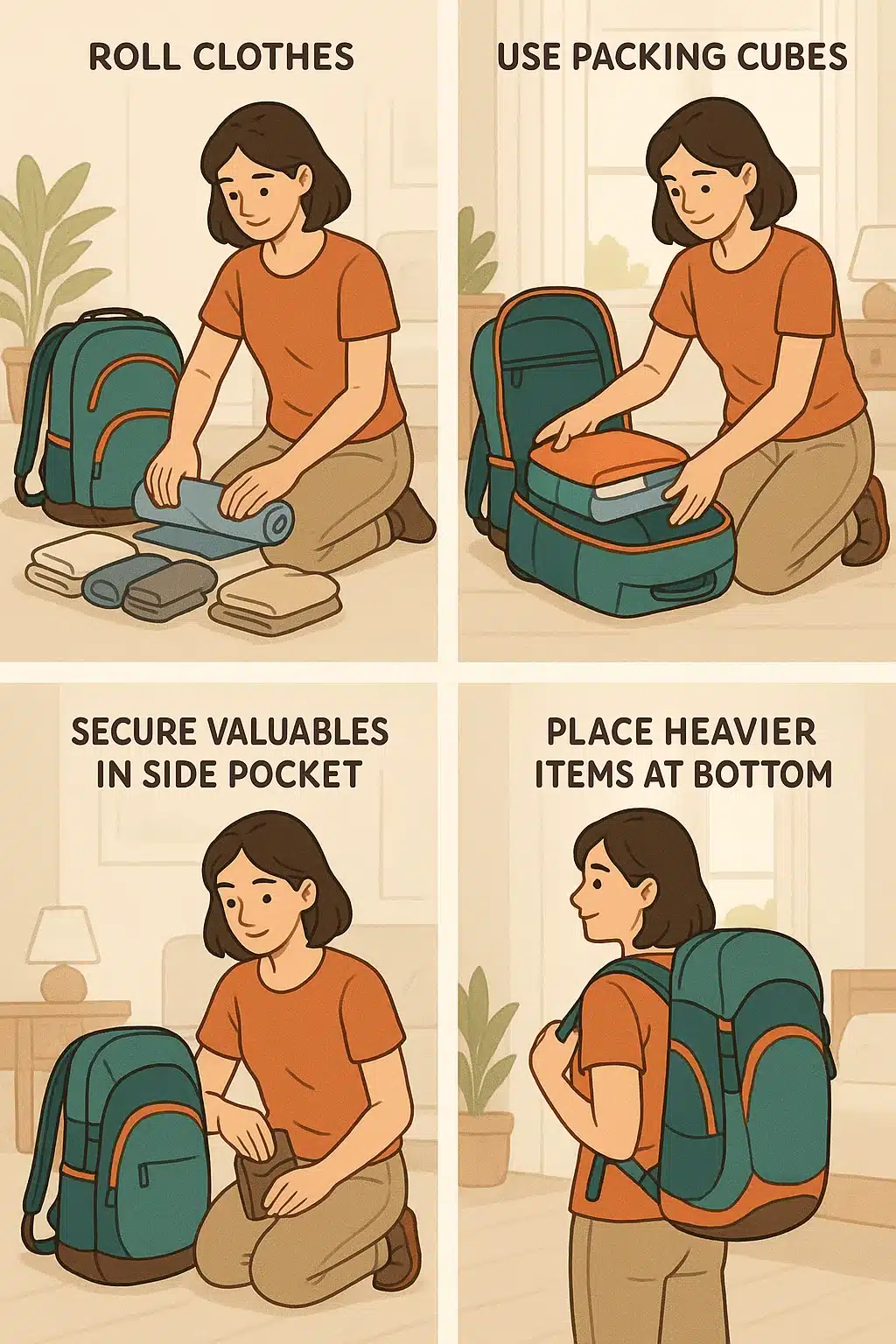 7 Best Travel Bags for Women: Stylish, Durable, and Practical Choices 5 illustrated guide packing travel backpack efficiently best travel bags for women