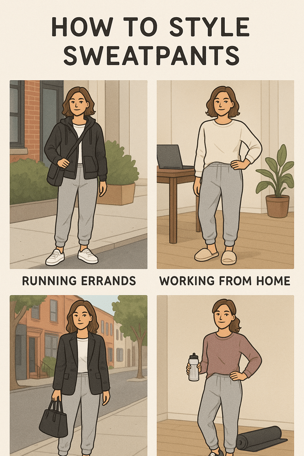 illustrated guide to styling best sweatpants for women for different occasions