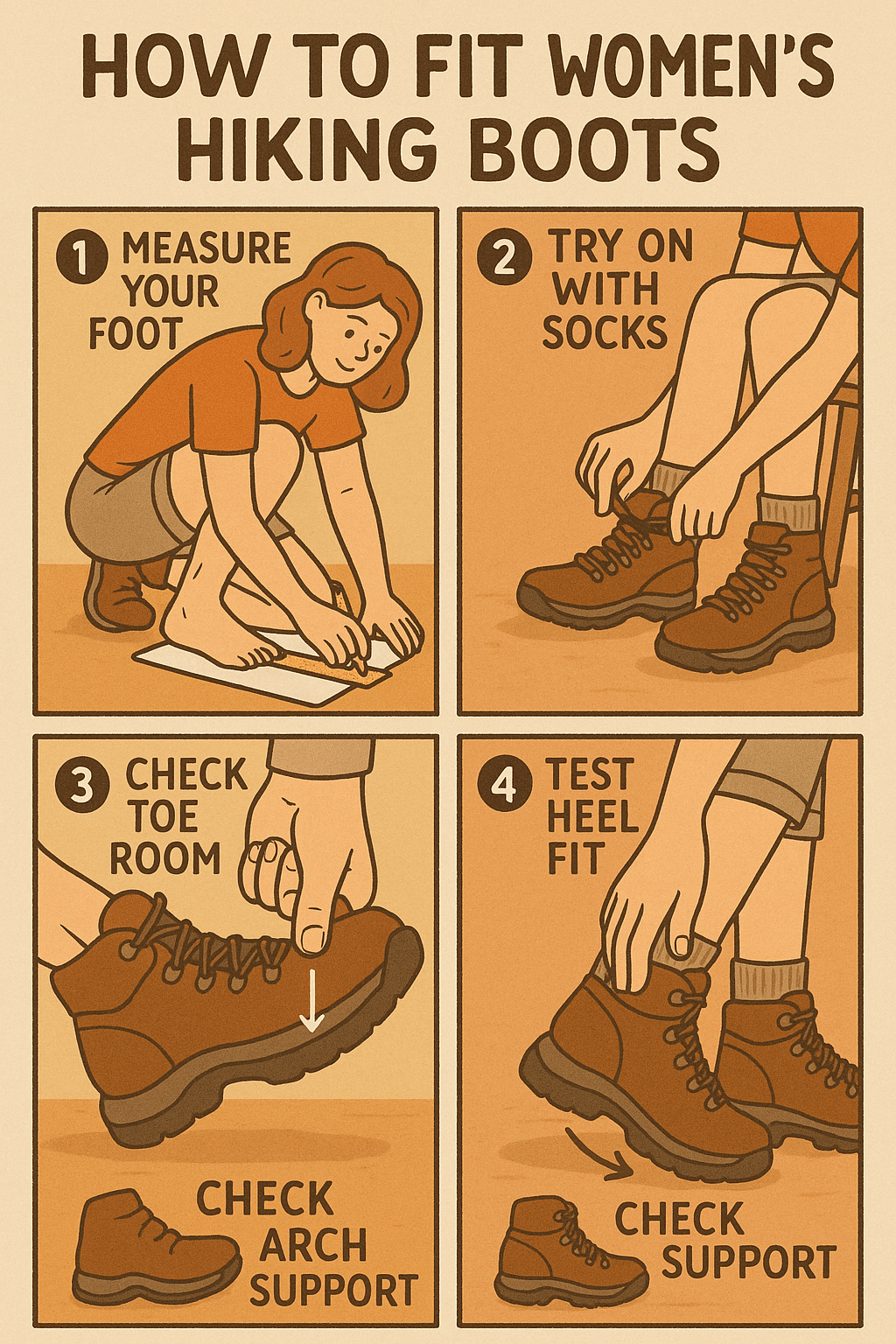 step by step guide showing how to fit best womens hiking boots for hiking