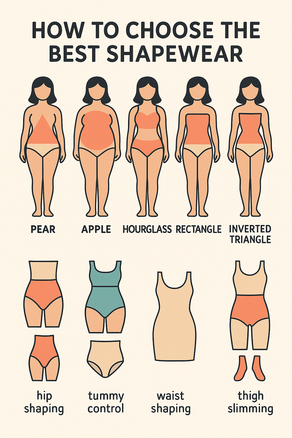 style guide for best shapewear for women choosing by body shape charts