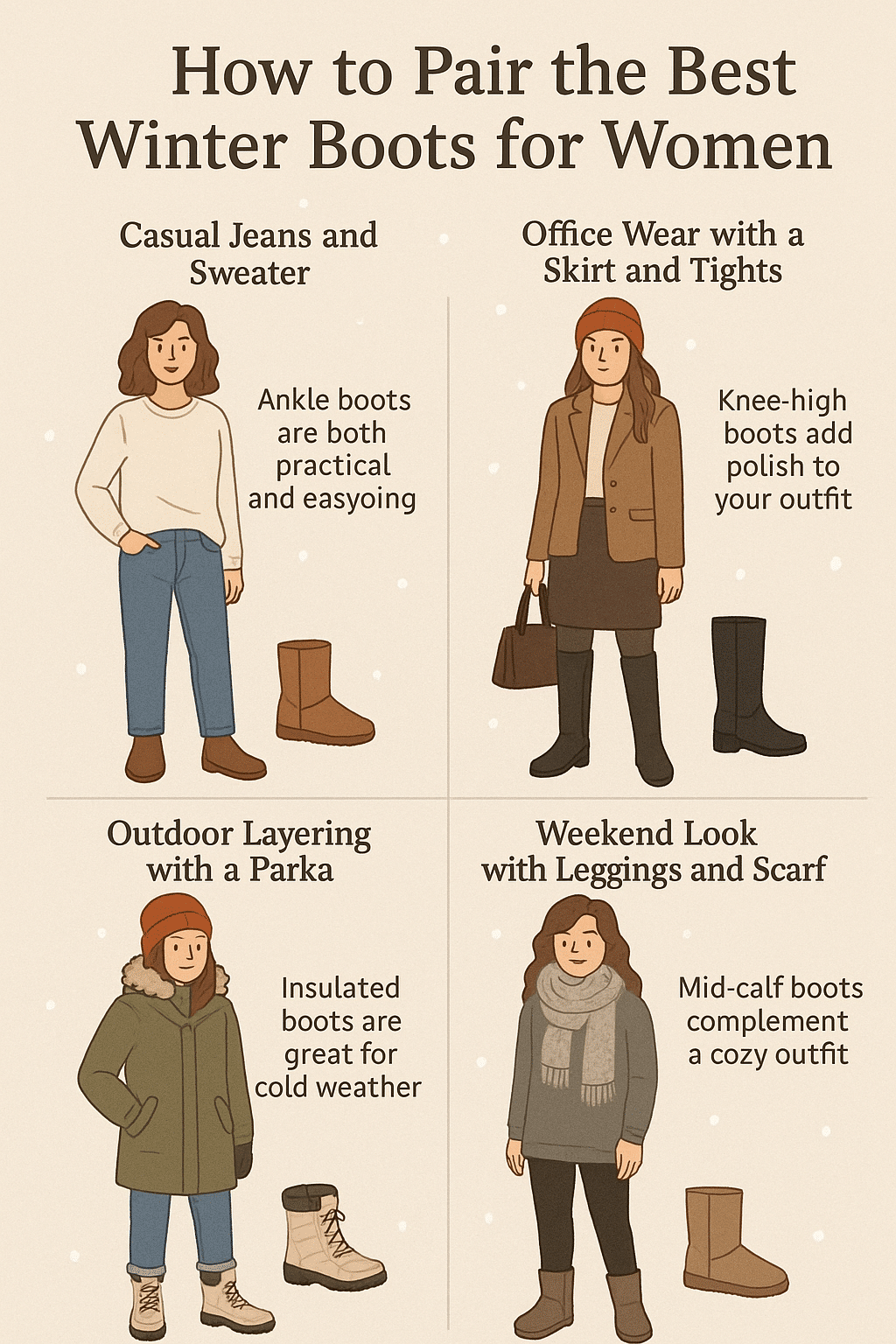 winter outfit style guide pairing best winter boots for women with outfits